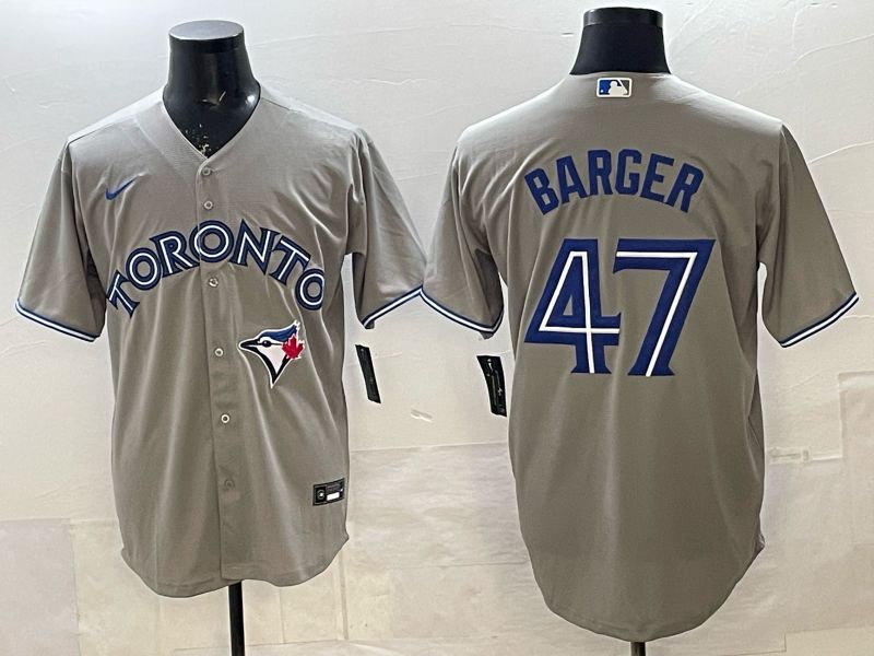 Men 2025 Nike Toronto Blue Jays #47 Barger Grey Game MLB Jersey 01